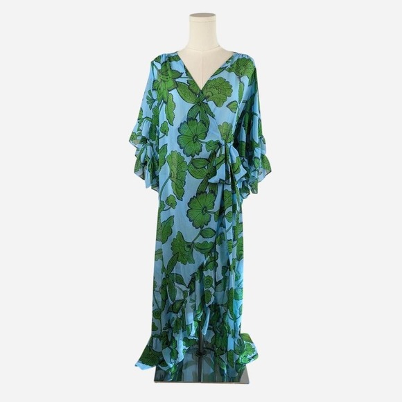 Cabi 5815 Derby Dress Green Floral Wrap Dress - Size XS - Picture 2 of 9